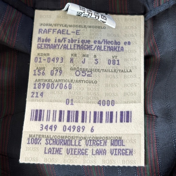 BOSS Hugo Boss Men's Classic Virgin Wool Sport Black Blazer HB Embroidered Crest - Picture 10 of 15